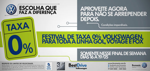 Brumado: Brumauto realiza o 'Festival de taxa 0% Volkswagen'