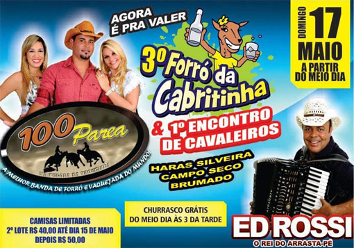 Agora é pra Valer: Vem aí o 3º Forró da Cabritinha em Brumado com 100 Parea e Ed Rossi