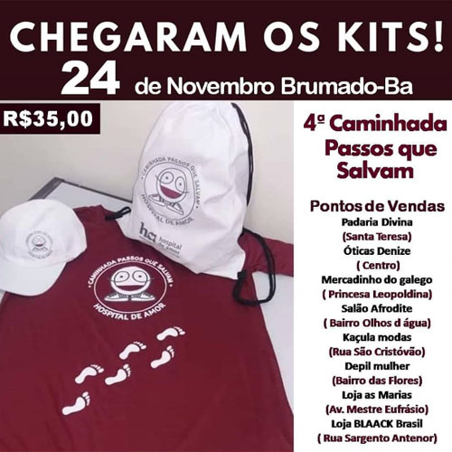 Brumado: estão à venda os kits da caminhada 'Passos que Salvam'
