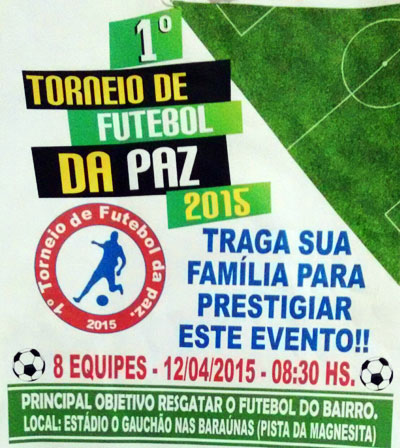 Brumado: Neste domingo (12) tem 1º Torneio de Futebol da Paz