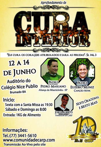 Acontece nesta semana o 'Aprofundamento de Cura Interior' em Brumado