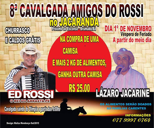 Brumado: Neste domingo (01) acontece a Cavalgada Amigos do Rossi
