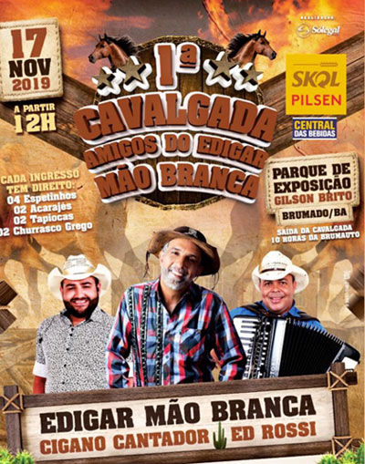  Brumado: dia 17 de novembro tem a 1ª Cavalgada Amigos do Edigar Mão Branca
