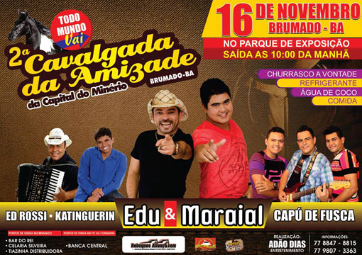 Brumado: Dia 16 de novembro tem a Cavalgada da Amizade