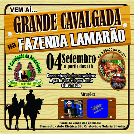 Neste domingo (04) tem a grande cavalgada na Fazenda Lamarão