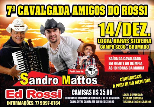 Brumado: Dia 14 de dezembro acontecerá a 7º Cavalgada Amigos do Rossi