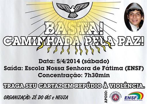 Charles Muller: Caminhada pela Paz será realizada sábado (05)