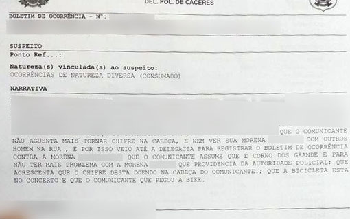 Homem registra boletim contra a mulher e diz que não aguenta mais 'tomar chifre'