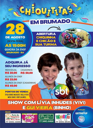 Atores de Chiquititas farão um grande show em Brumado nessa sexta-feira