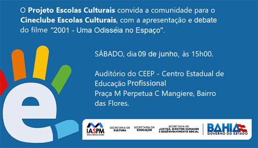 Brumado: Cineclube Escolas Culturais terá exibição de filme neste sábado (09)