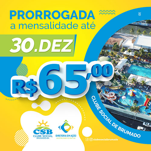 Clube Social de Brumado mantém mensalidade de reduzida até o fim do ano de 2020