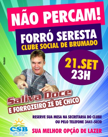 É neste sábado, 21, tem Forró e Seresta no Clube Social de Brumado