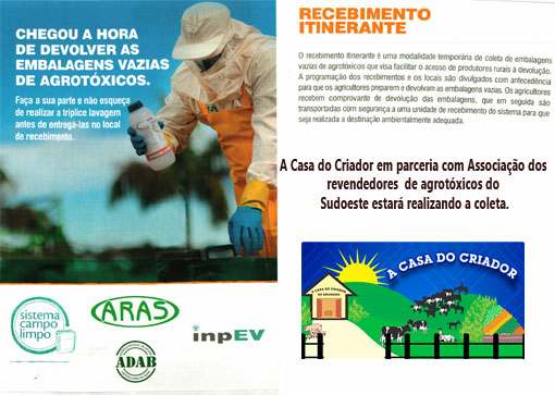 A Casa do Criador informa: Campanha de Devolução de Embalagens Vazias de Agrotóxicos acontece em Brumado