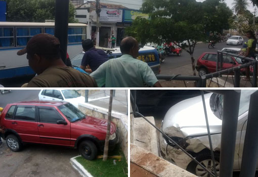 Brumado: idoso perde o controle da direção e colide carro contra vários outros veículos no centro da cidade