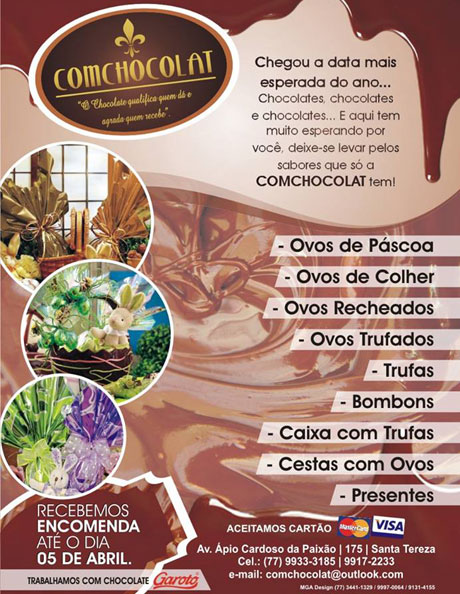 Brumado: Venha conferir as delícias que a Comchocolat preparou para a Páscoa