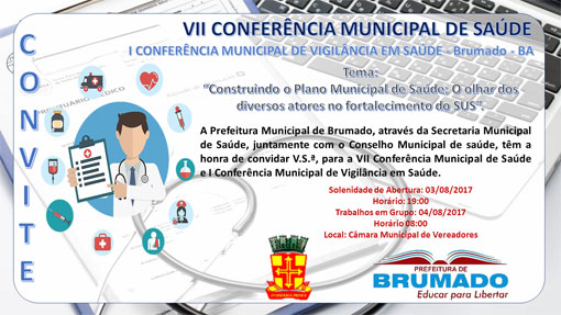 Brumado: será realizado a VII Conferência Municipal de Saúde e I Conferência Municipal de Vigilância em Saúde