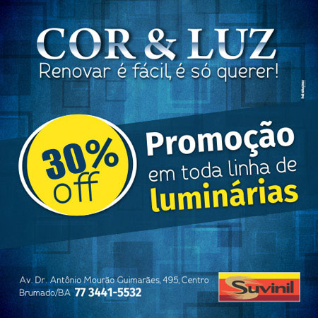  Brumado: Cor & luz está com promoção de luminárias com desconto de até 30%