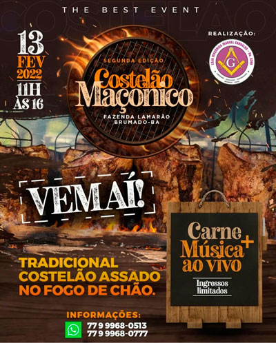 Vem aí o 2º Costelão Maçônico de Brumado