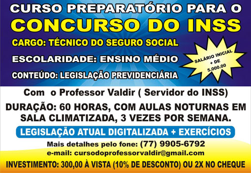 Brumado: Prepare-se para o concurso de Técnico do Seguro Social do INSS