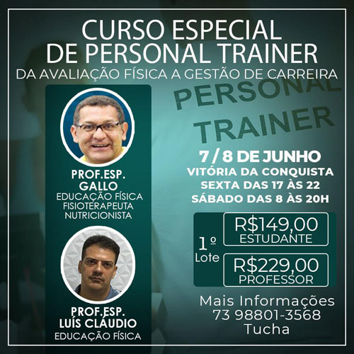  Curso especial para personal trainer 'da avaliação a gestão', será ministrado em Vitória da Conquista