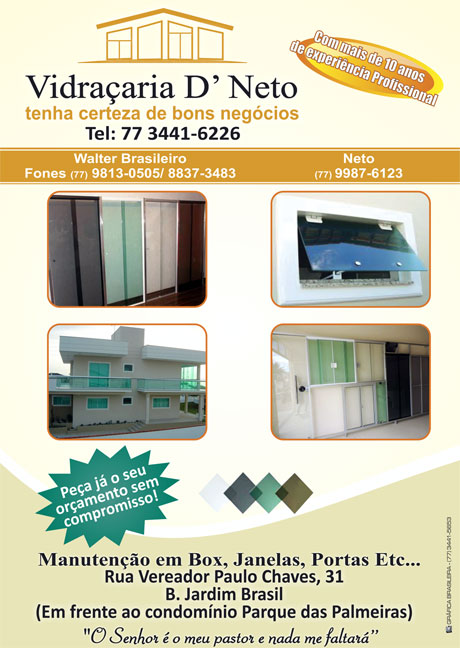 Em Brumado, conheça a Vidraçaria D' Neto