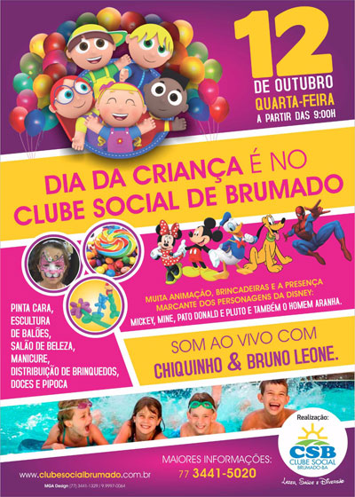 Clube Social de Brumado: Dia das Crianças será de festa e muita alegria