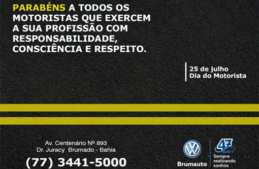 A Brumauto parabeniza o Motorista pelo seu dia