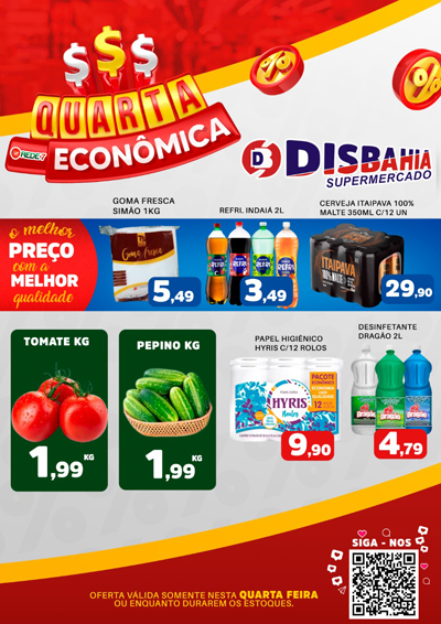 Confira as ofertas da Quarta Econômica do Disbahia Supermercado