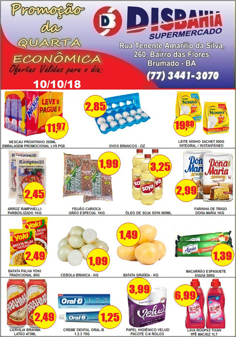 Brumado: venha de economizar na 'Quarta Econômica' do Disbahia