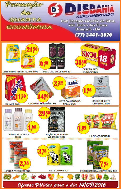 Confira as promoções da Quarta Econômica do Disbahia