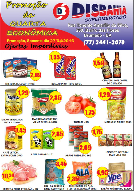 Quarta-feira é dia de economizar na Quarta Econômica do Disbahia