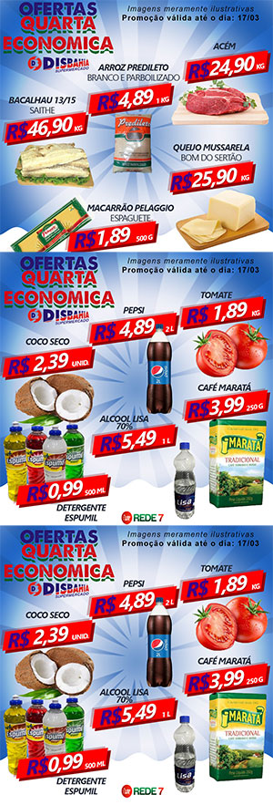 Confira as ofertas da Quarta Econômica do Disbahia Supermercado