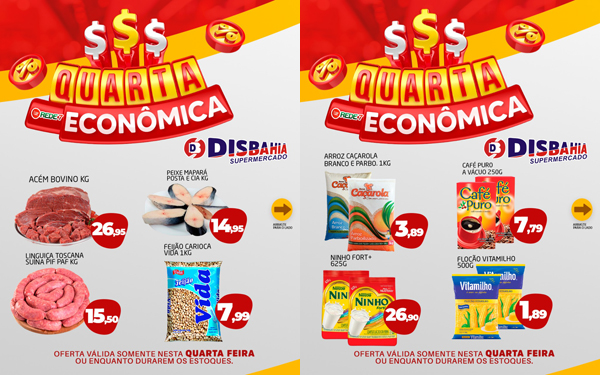  Confira as ofertas da Quarta Econômica do Disbahia Supermercado