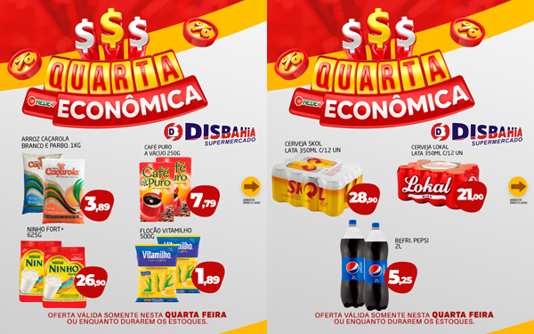  Confira as ofertas da Quarta Econômica do Disbahia Supermercado