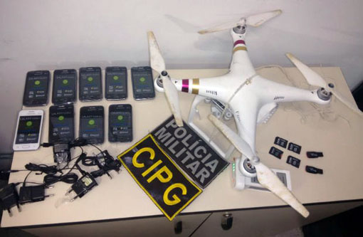 Bahia: Drone com 9 celulares, 340 chips e até pendrives foi apreendido antes de chegar a presidio