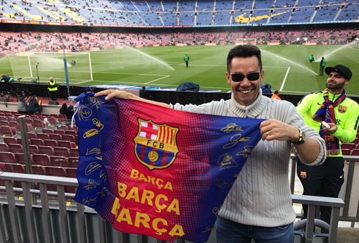 Empresário brumadense Edilson Ataíde assistiu ao jogo entre Barcelona e Real Madri, em Barcelona