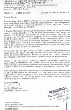 Clube Social de Brumado divulga comunicado