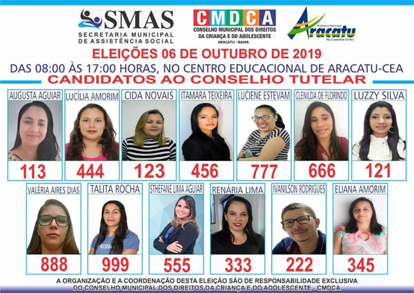 Conheça os candidatos ao Conselho Tutelar de Aracatu