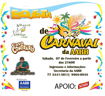 Neste sábado (07) tem 'Esquenta de Carnaval' da AABB com o apoio da Schin