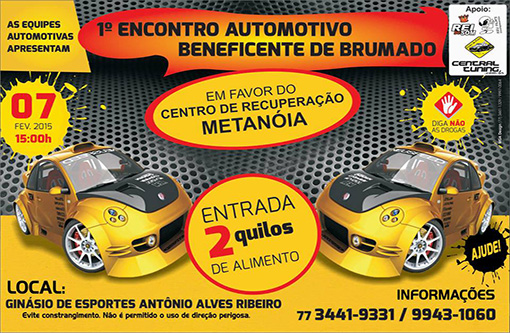 Brumado: Participe do 1º Encontro Automotivo Beneficente em prol do Centro de Recuperação Metanóia