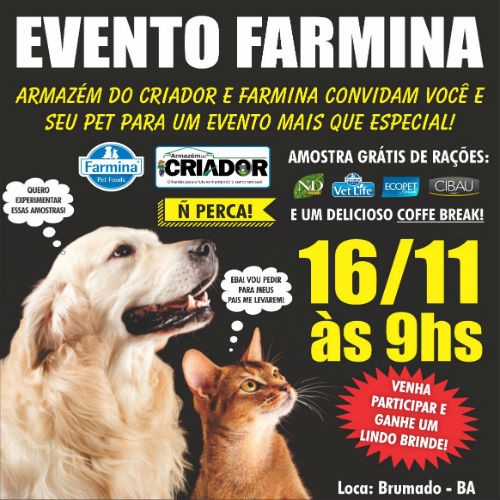 Armazém do Criador: participe do evento Farmina