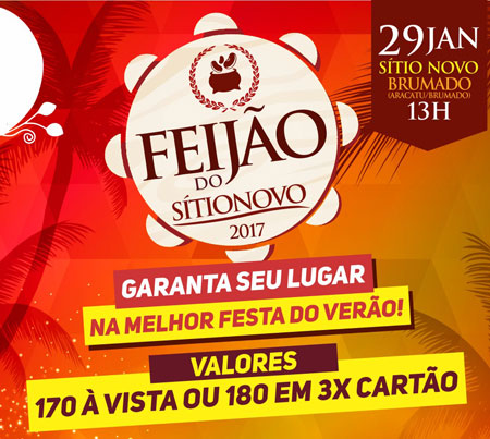 Feijão do Sítio Novo: Ingressos também estão disponíveis em 3X no cartão de crédito