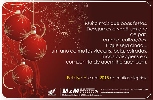 Feliz Natal da M&M Motos Honda
