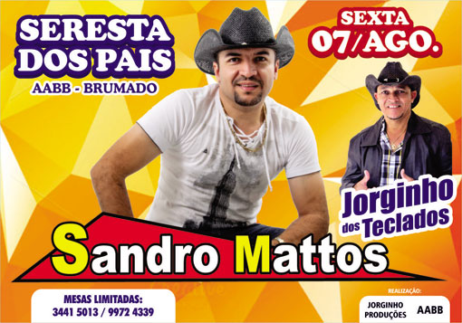 AABB: Venha festejar o Dia dos Pais com Sandro Mattos e Jorginho dos Teclados