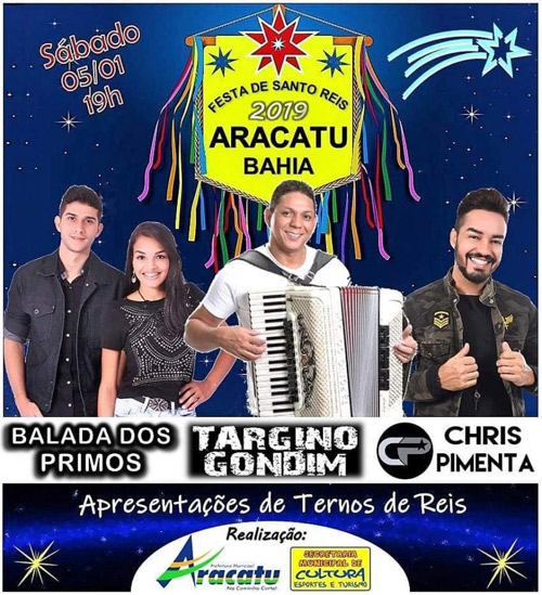  Aracatu: é neste sábado (05) a tradicional Festa de Santo Reis