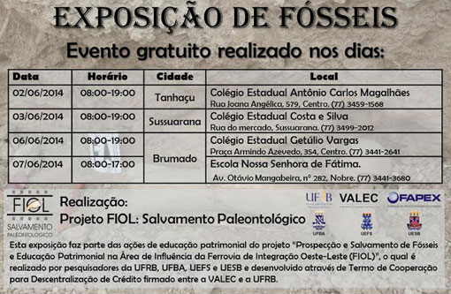 Brumado receberá exposição de fósseis promovida pela FIOL, Tanhaçu e Sussuarana também serão contemplados