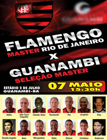 Guanambi: Flamengo Master do Rio de Janeiro enfrenta o Guanambi Seleção Master em 07 de maio