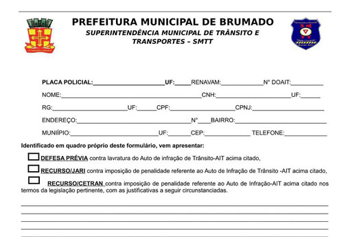 SMTT disponibiliza para download formulários para defesa de multas e de advertência