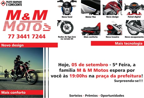 A M & M Motos lançará nesta quinta a nova linha da CG