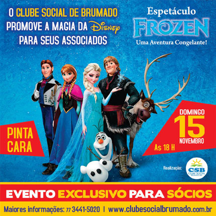 Clube Social de Brumado apresenta o Musical Frozen neste domingo (15) 